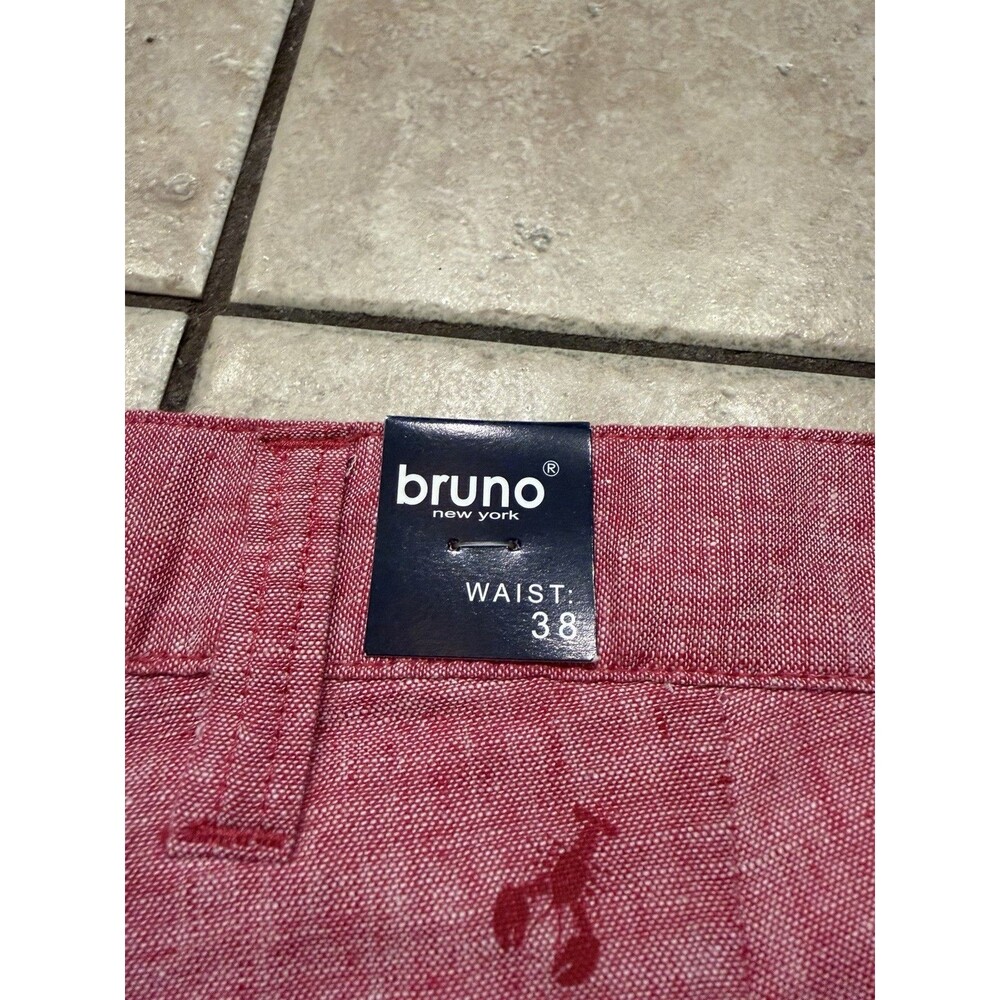 Bruno New York Shorts Men 38 Red Washable LInen Blend Lobster AOP Casual NEW 10" - Picture 3 of 8